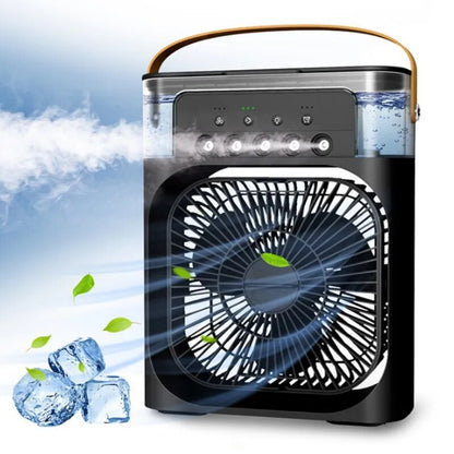 Tragbarer USB-Wassernebel-Sprühventilator – elektrischer Ventilator für die Kühlung und Befeuchtung für Zuhause und im Freien, mit Nachtlicht